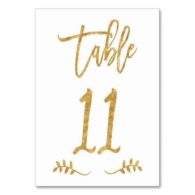 Table 11 | Elegant Gold Handwriting Brushed Laurel Number (Front)