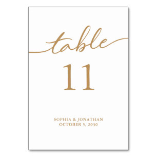 Table 11 Gold Calligraphy Personalised Wedding Number