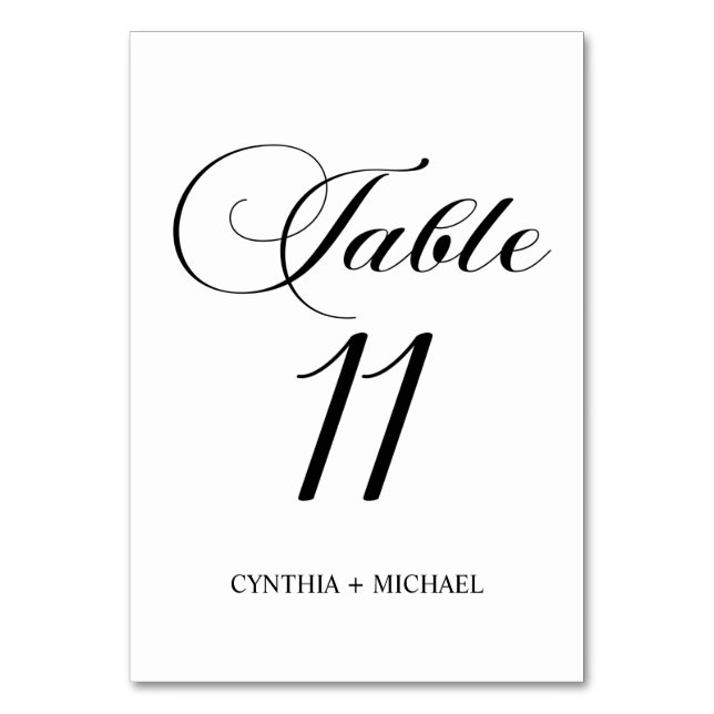 Table 11 Modern Script Wedding Table Number (Front)