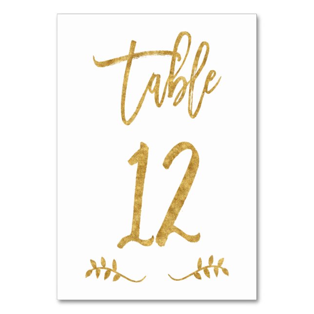 Table 12 | Elegant Gold Handwriting Brushed Laurel Table Number (Front)