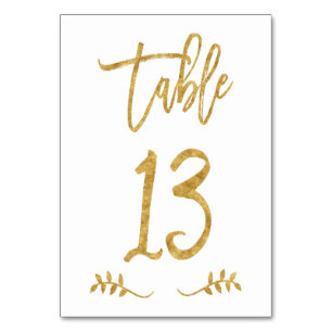 Table 13   Elegant Gold Handwriting Brushed Laurel Number