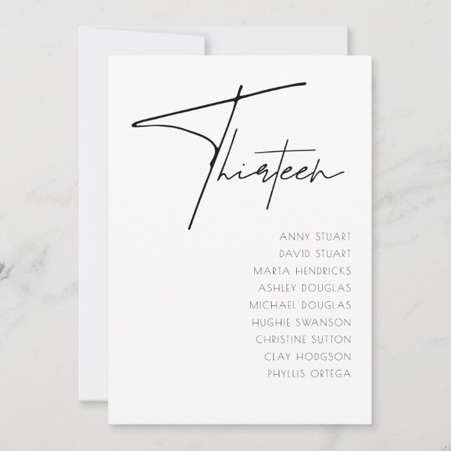 Table 13 Modern Wedding Table Number template (Front)