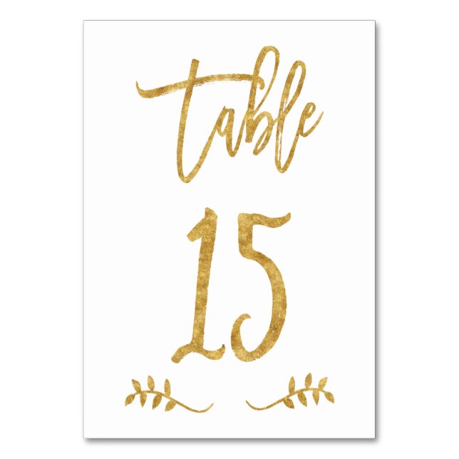 Table 15 | Elegant Gold Handwriting Brushed Laurel Number (Front)