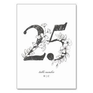 Table 25 Beautiful Floral Sketched Wreath Wedding Number
