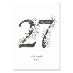 Table 27 Beautiful Floral Sketched Wreath Wedding Table Number