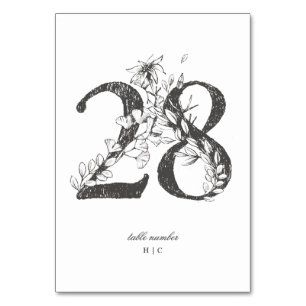 Table 28 Beautiful Floral Sketched Wreath Wedding Table Number