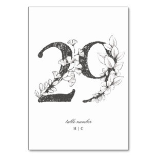 Table 29 Beautiful Floral Sketched Wreath Wedding Table Number