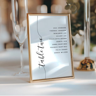 Table 2 Vertical Script Wedding Seating Chart Card
