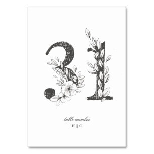 Table 31 Beautiful Floral Sketched Wreath Wedding Table Number