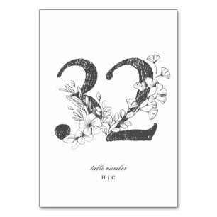 Table 32 Beautiful Floral Sketched Wreath Wedding Table Number