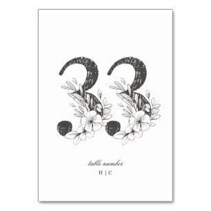 Table 33 Beautiful Floral Sketched Wreath Wedding Table Number