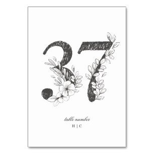 Table 37 Beautiful Floral Sketched Wreath Wedding Number
