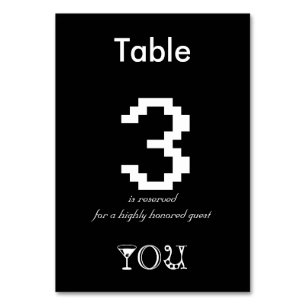 Table 3 reserved for a highly honoured guest, you number