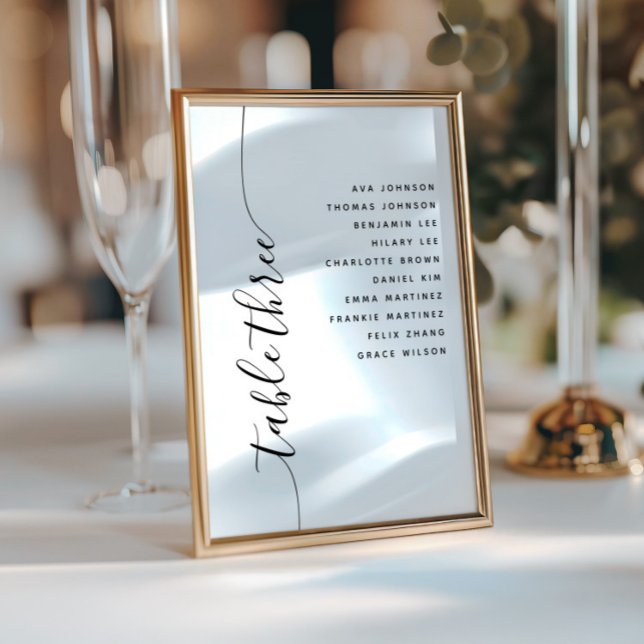 Table 3 Vertical Script Wedding Seating Chart Card (Creator Uploaded)