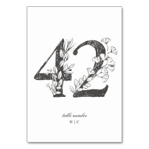 Table 42 Beautiful Floral Sketched Wreath Wedding Number