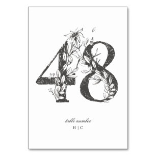 Table 48 Beautiful Floral Sketched Wreath Wedding Table Number