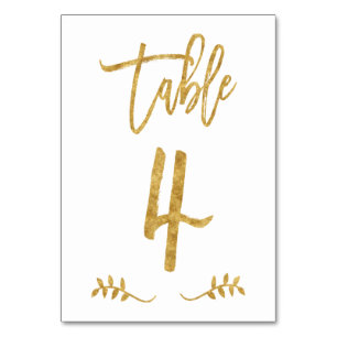 Table 4   Elegant Gold Handwriting Brushed Laurel Number