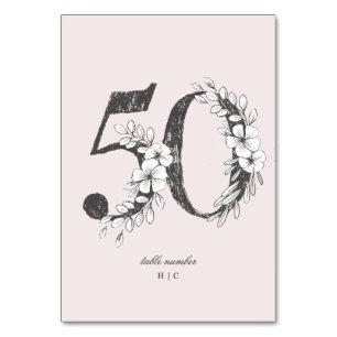 Table 50 Beautiful Blush Floral Sketched Wreath Number