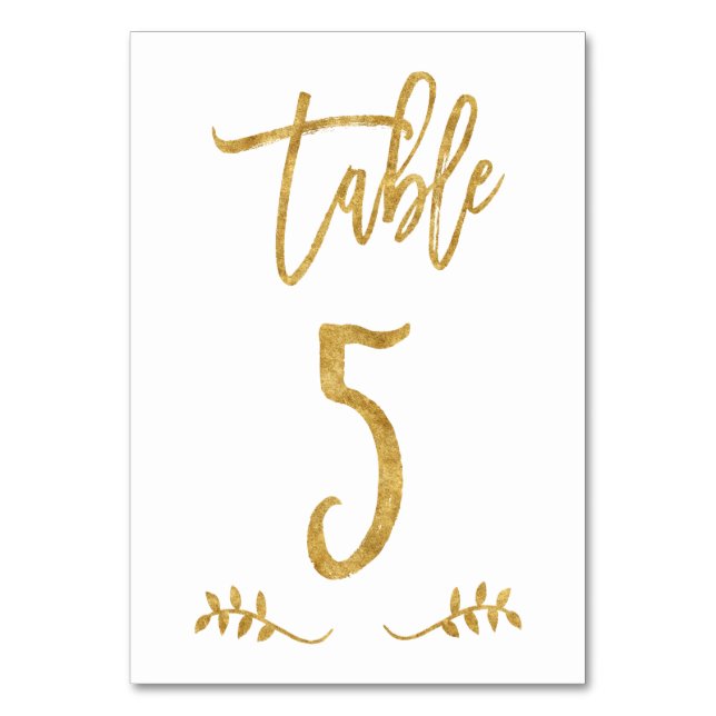 Table 5 | Elegant Gold Handwriting Brushed Laurel Number (Front)