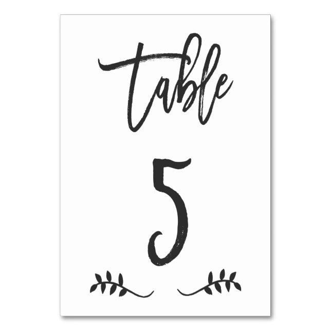 Table 5 | Simple Black Handwriting Brushed Laurel Table Number (Front)