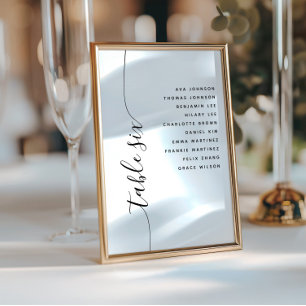 Table 6 Vertical Script Wedding Seating Chart Card