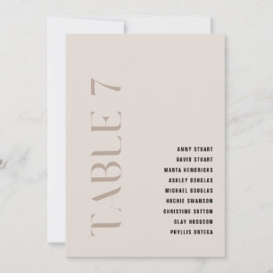Table 7 Modern Bold Beige Wedding Table Number