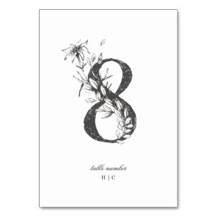 Table 8 Beautiful Floral Sketched Wreath Wedding Table Number