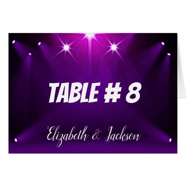 Table # 8 Cards - In the Spotlight Wedding / Party (Front Horizontal)