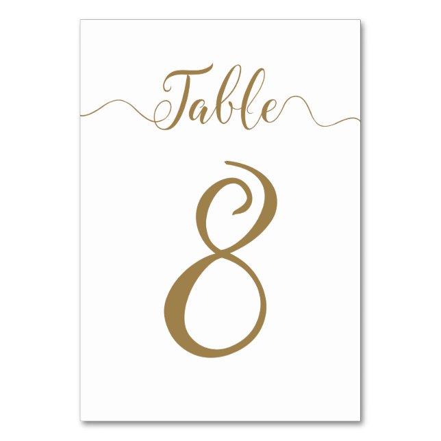 Table 8 Gold Wedding Table Numbers (Front)