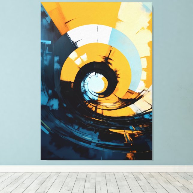Table Abstract Screen Printing Canvas Print (Insitu(Wood Floor))