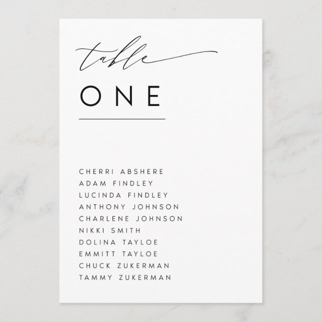 table assignments programme (Front)