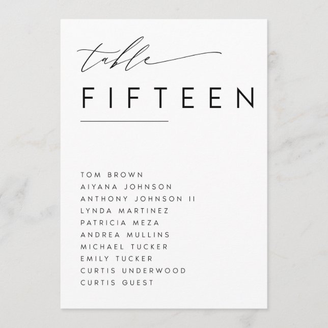 table assignments programme (Front)