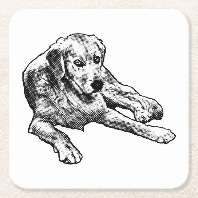 Table Calm: Golden Grain Square Paper Coaster (Front)