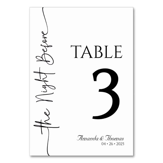 Table Card (Front)