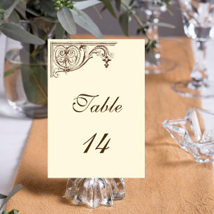 Table Card Number Wedding Vintage