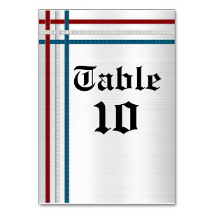 Table card red, white and blue ribbons