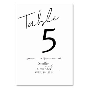 Table Card Wedding Minimalist modern calligraphy.