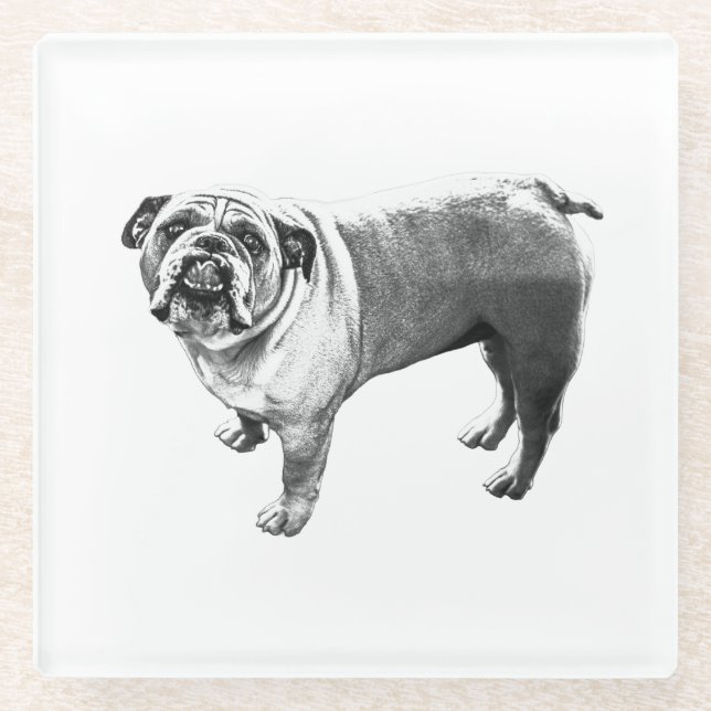 Table Cheer, Stout Smile Glass Coaster (Front)