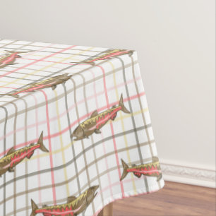 Table Cloth - Chinook Salmon on Plaid
