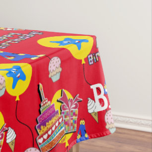 Table Cloth, Happy 4th Birthday, #4 Red Tablecloth