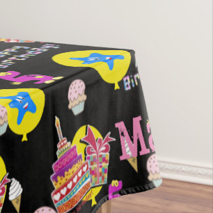 Table Cloth, Happy 5th Birthday, #5 Black Tablecloth