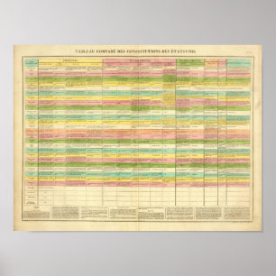 Table compares the Constitutions of the US Poster