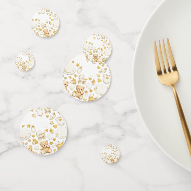 Table Confetti Baby Shower | Teddy Bear Gold (Group)