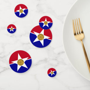 Table confetti with flag of Dallas, Texas