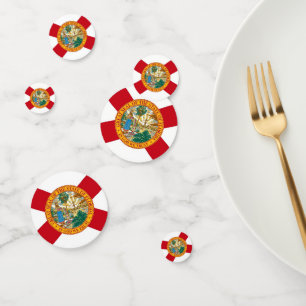 Table confetti with flag of Florida, USA