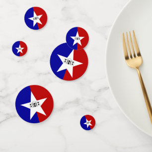 Table confetti with flag of San Antonio, Texas