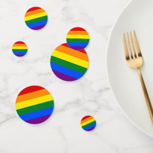 Table confetti with Pride Rainbow flag of LGBT