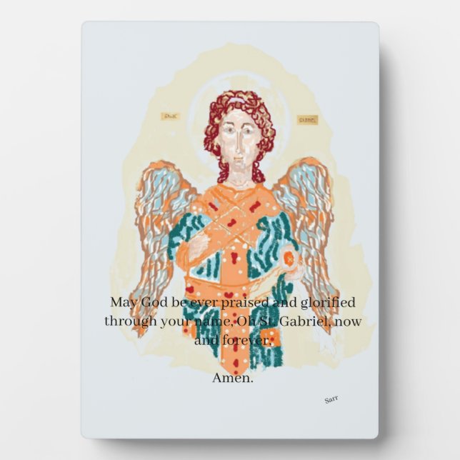 Table Easel & Canvas : Archangle Gabriel ,prayer Plaque (Front)