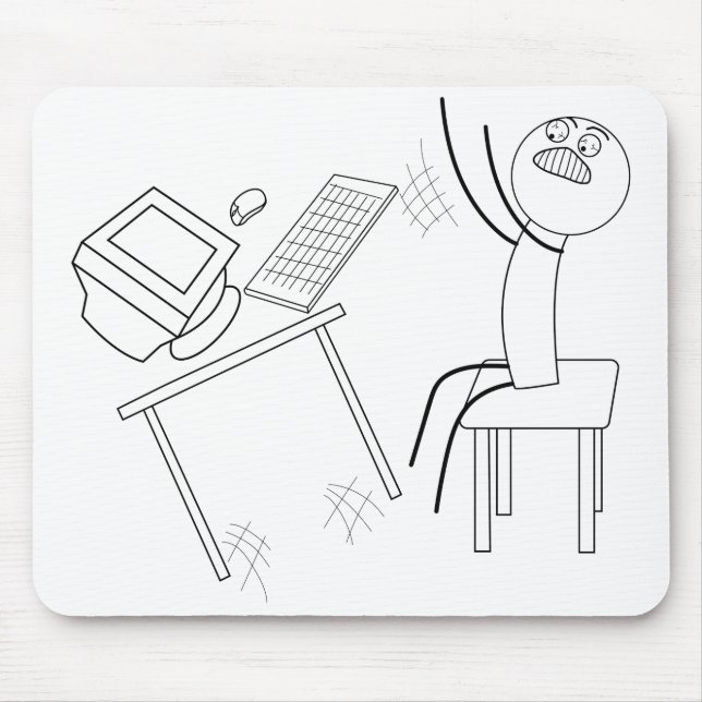 Table Flip Angry Rage Quit Desk flip Mad Angry Mem Mouse Pad (Front)