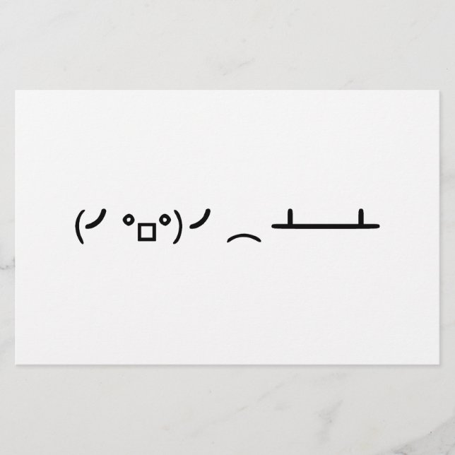 Table Flip Flipping Ascii Emoticon Stationery (Front)